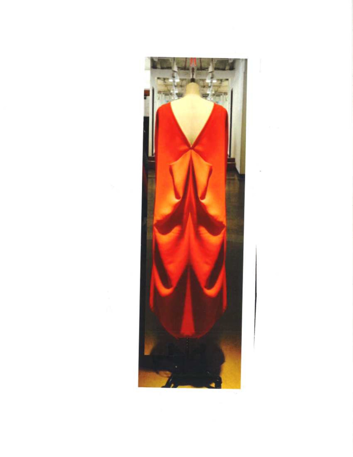 Coral back drape worked on the form, style 3009