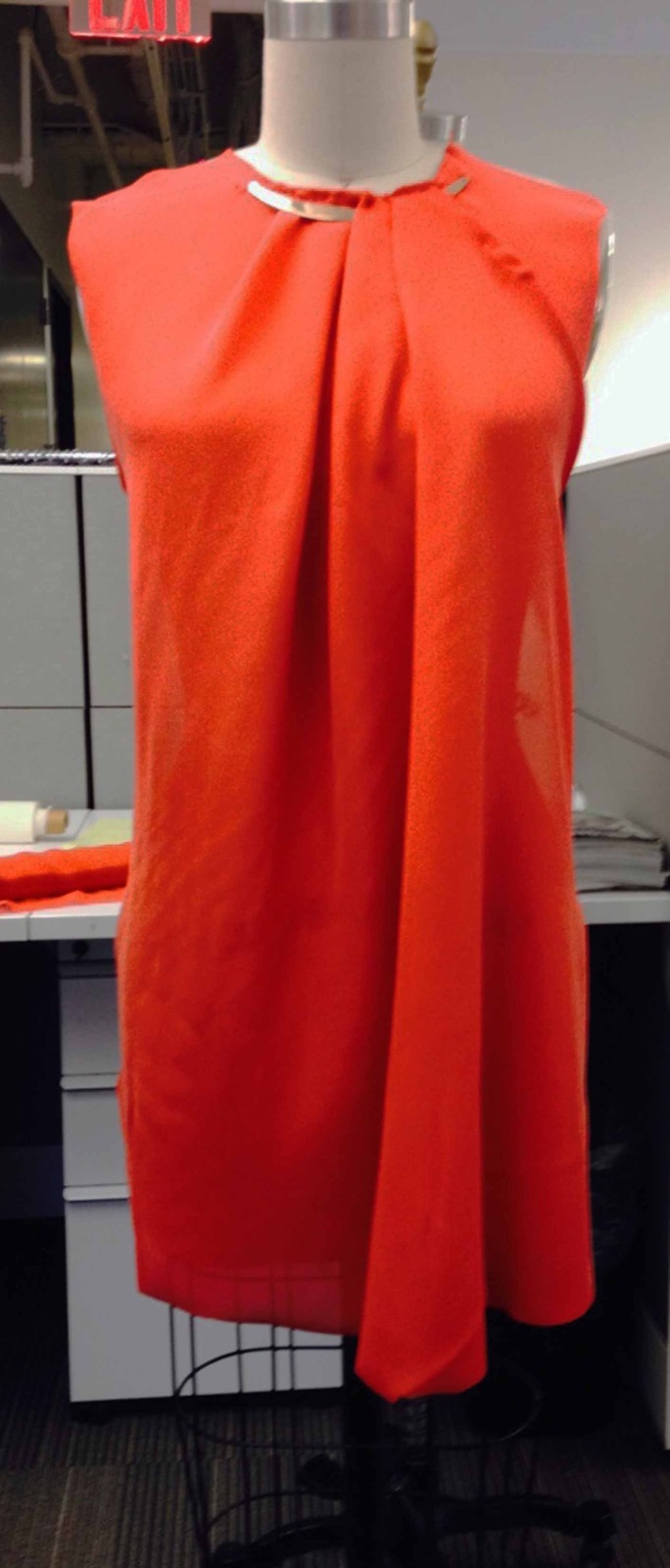 Coral neckline drape mock-up, style 3019