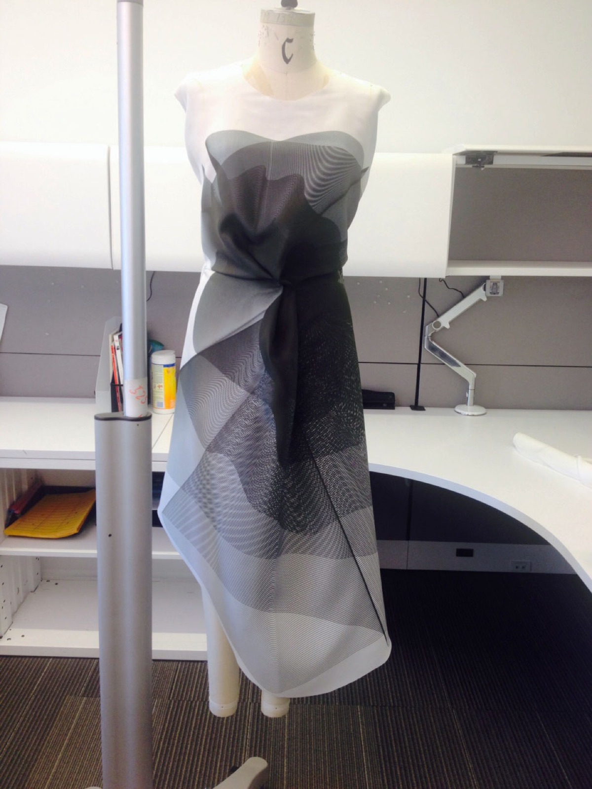 Printed bias drape, style 3739