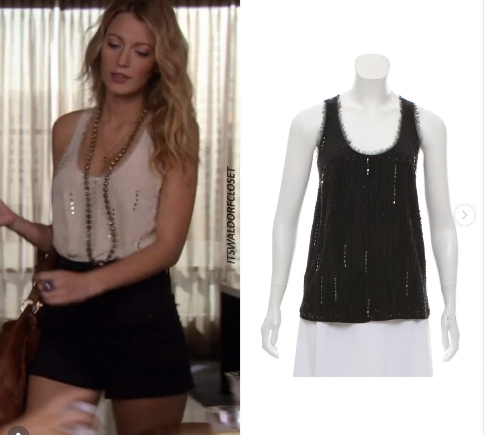 Beaded tank worn on Gossip Girl